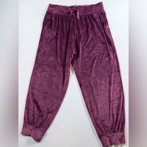 Victoria’s Secret Velour Jogger Pants Burgundy Embossed Logo Cozy Lounge XL